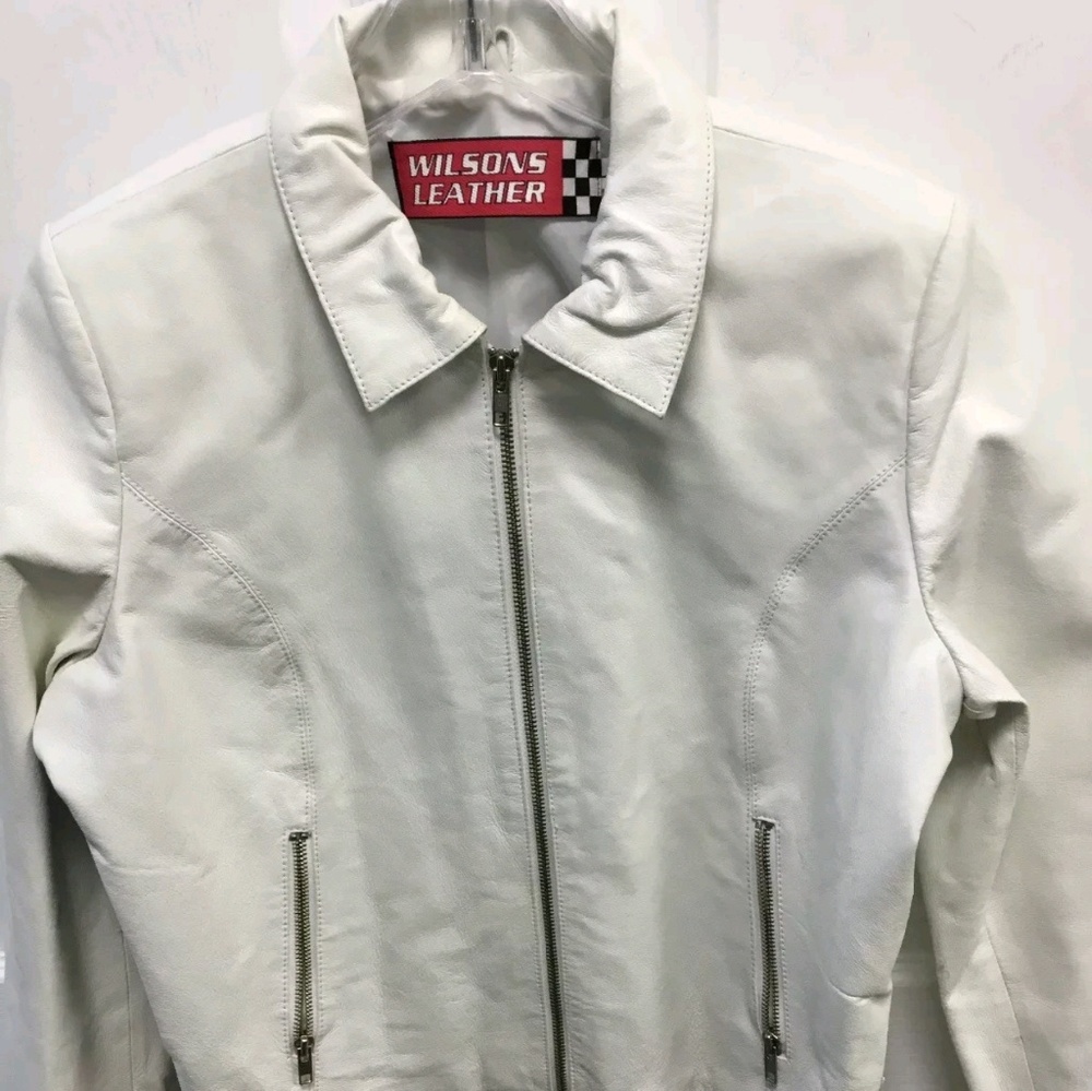 Wilson's Leather White Leather Jacket Large